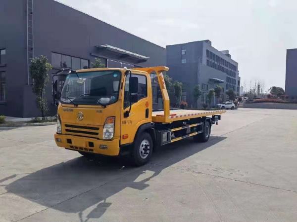 國六大運(yùn)一拖二平板清障車